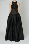mame kurogouchi knitted traditional pattern and jacquard dress MM22SS DR029 black